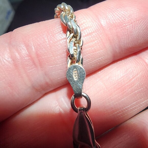 Vintage Italian 925 Sterling Silver Chain Necklace With Amethyst Crystal Pendant - Picture 7 of 10